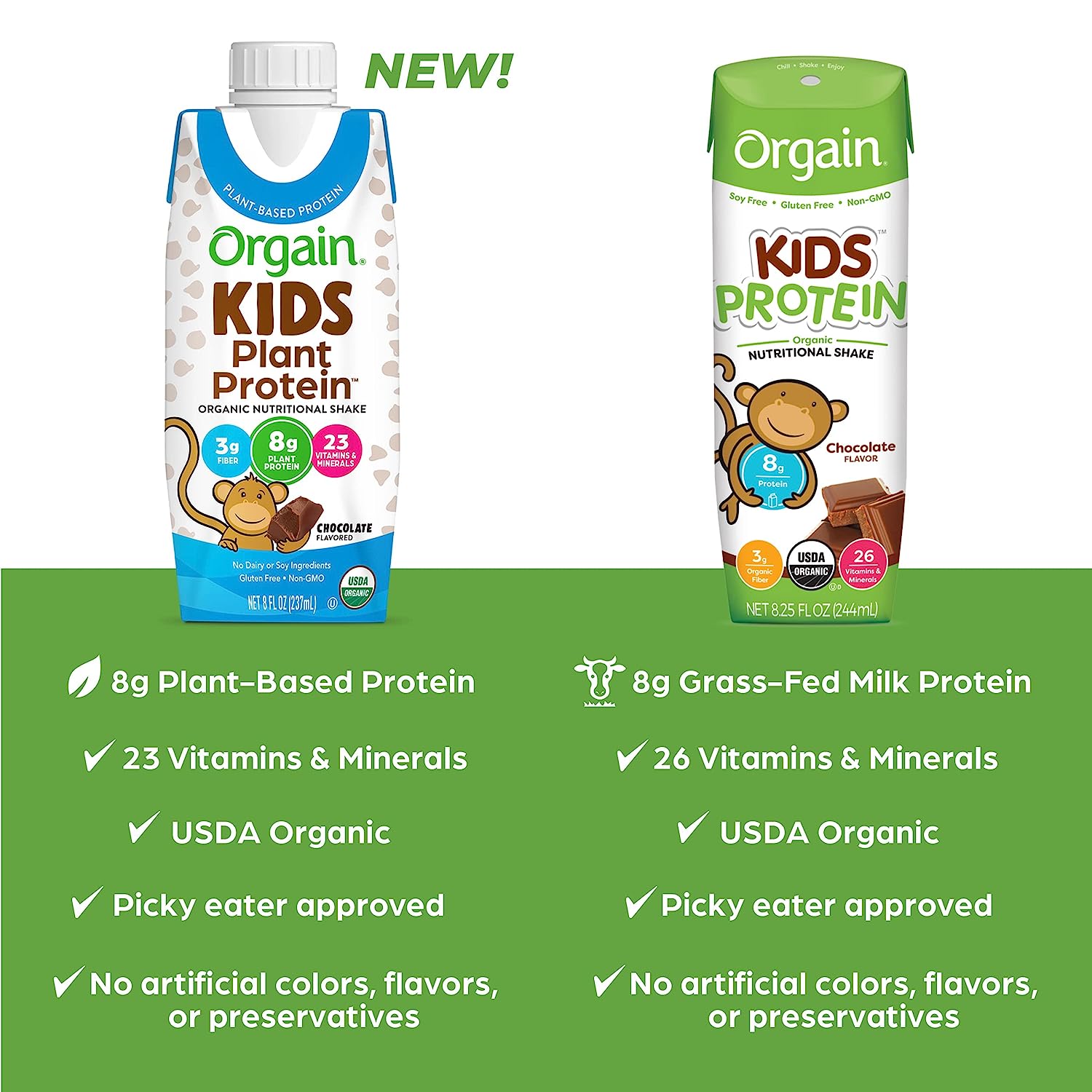 Orgain Organic Kids Vegan Protein Nutritional Shakes, Chocolate - 8g of Protein, Contains Fiber and 23 Vitamins and Minerals, Plant Based, No Gluten or Soy, Non-GMO, 8 Fl Oz (Pack of 12) - Image 6